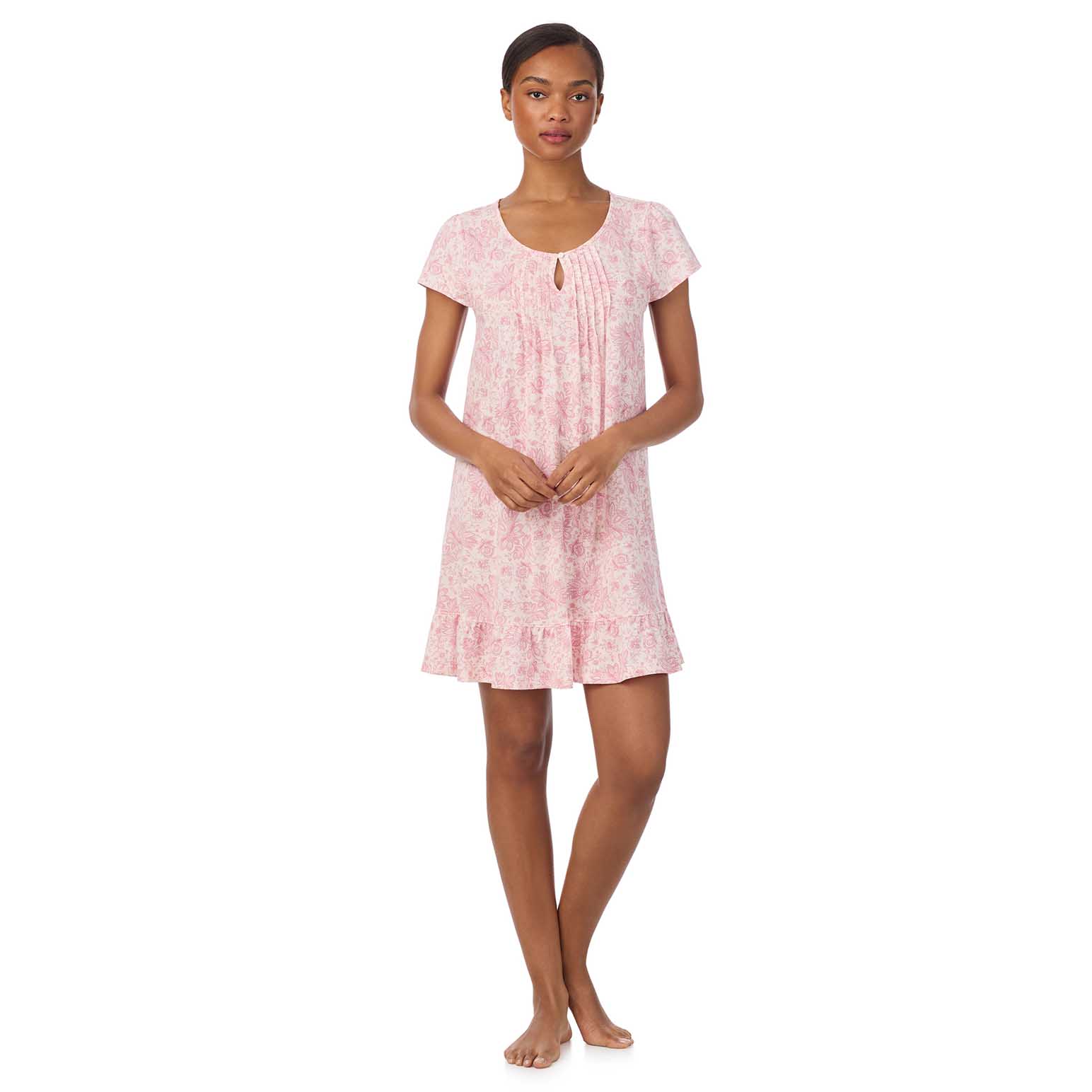 Lauren Ralph Lauren Cotton Knit Flutter Sleeve Short Gown